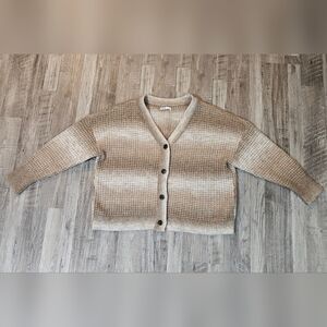 Sonoma Plus Beige Ombre Waffle Knit Button-up Cardigan Sweater Size 2X